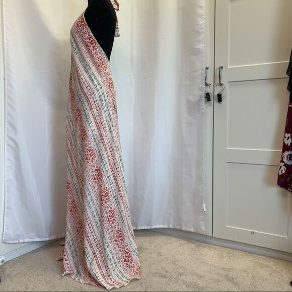 OLIVACEOUS White multicoloured halter low back maxi dress Sz S NWT - Picture 6 of 12